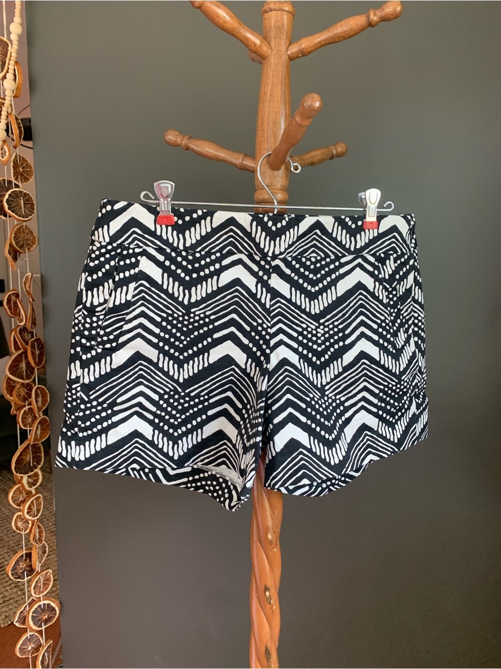 J. Crew Black & White Zigzag mid-rise Shorts